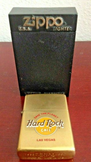1932 - 1991 Save The Planet Hard Rock Cafe Las Vegas Brass Zippo Lighter