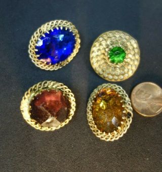 4 Vintage Czech Art Deco Glass Hat Pins Glass And Metal Tops