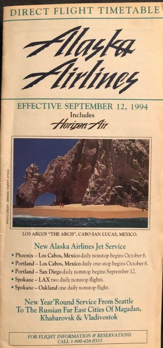 Alaska Airlines Timetable 12/12/1994 - - Russia