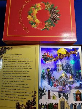 Avon Light Up Musical Christmas Book Play Music Blow Snow Santa Church Boxed