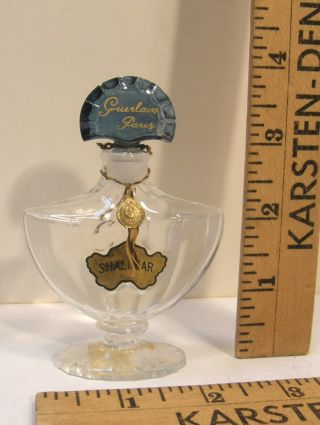 Empty Vintage Guerlain Paris Shalimar Perfume Bottle W/ground Stopper 4 " Tall