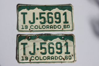 Colorado 1960 License Plate Matched Pair Paint Ford Chevy Chrysler