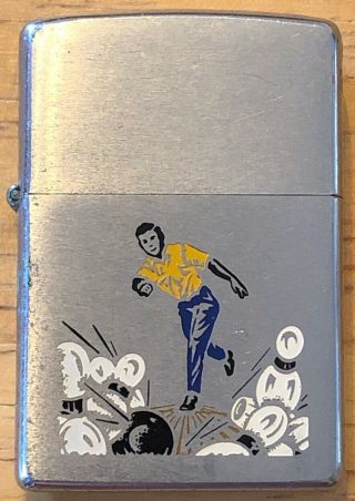 1970’s Zippo Lighter Bowling Themed Lighter Engraved Tommy On The Back