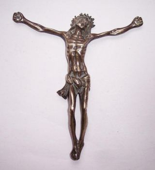 Antique/vintage Cast Brass Jesus Crucifix Figure Nicely Detailed 4 " High