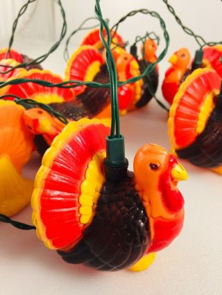 Vintage Thanksgiving Turkey Blow Mold 10 String Lights