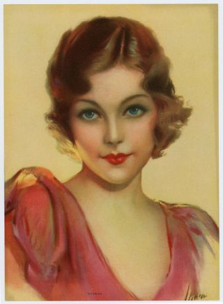 Vintage Irene Patten Fine 1930s Art Deco Very Rare Pin - Up Print Blue Eyed Sharon