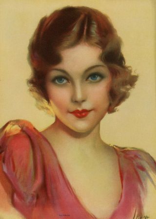 Vintage Irene Patten Fine 1930s Art Deco Very Rare Pin - Up Print Blue Eyed Sharon 2