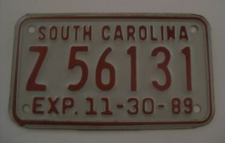 Vintage 1989 South Carolina Motorcycle License Plate See All Our M/c Plates