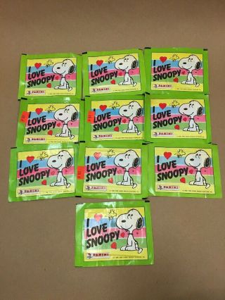 Vintage ‘i Love Snoopy’ Panini Stickers - 10 Packs,