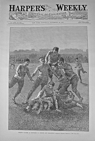 Remington " Football " - Baseball At San Francisco 1887 Newspaper F.  S Church Color