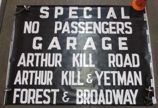 Vintage York Bus Destination Roll Sign Section Staten Island Arthur Kill