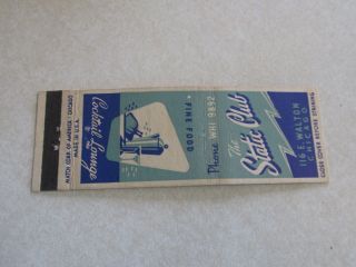 Y280 Vintage Matchbook Cover The Static Club Chicago Il Illinois