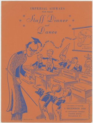 Imperial Airways Sixth Annual Staff Dinner & Dance 1938 Menu,  Bz505
