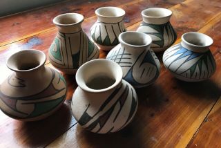 7 Small Casas Grande Mata Ortiz Pots Vintage Mexican Pottery