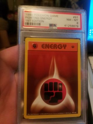 1999 Pokemon Game 1st Edition Fighting Energy 97 Psa 8 Nm - Mt