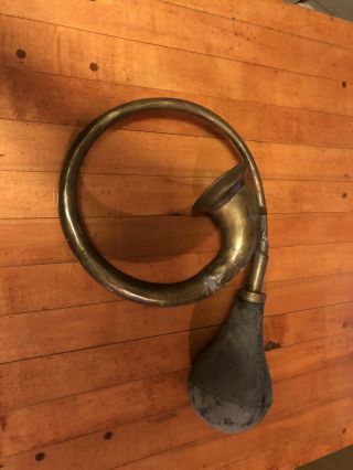 Antique Car Horn Early 1900’s? Brass W Mounting Bracket And Rubber Bulb