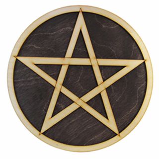 Pentacle 10 " Altar Tile Crystal Grid Board Laser Engraved Birch Wood