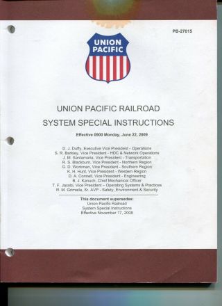 Union Pacific RailRoad System Special Instructions UPRR 2005 2006 2007 2008 2009 5
