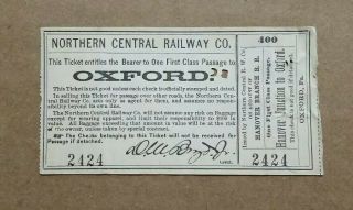 Northern Central Railway Co. ,  Hanover Junction,  Pa.  To Oxford,  Pa.  Ticket,  1877
