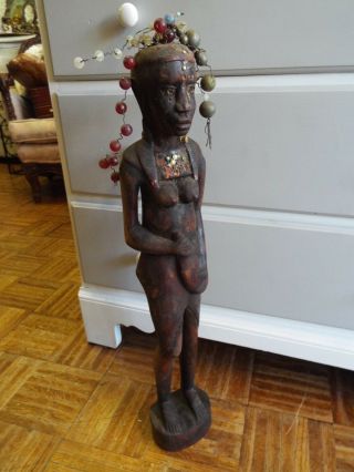 25 " Carved Tribal African Wood Wooden Voodoo Doll Statue Nr