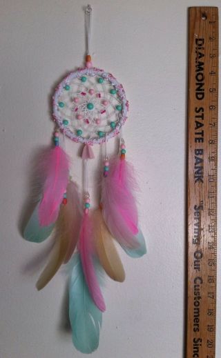 Cherokee Handmade 20 " Dream Catcher Soft Baby Colors,  Pink,  Aqua,  Yellow