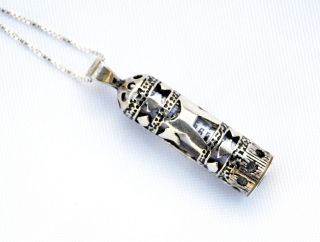 Sterling Silver 925 Mezuzah Pendant & Necklace.  W - Life Chai Judaica Made Israel