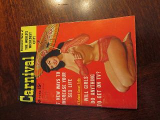 June 1956 Carnival Pocket - Size Digest Pin - Up Bettie Page Cover,  Brigette Bardot