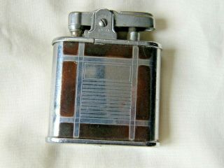 Ronson Lighter Whirlwind Geometric Design Silver & Brown Vintage 1940 