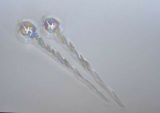 2 Silvestri Glass Icicle Hand Blown Christmas Ornaments Rare