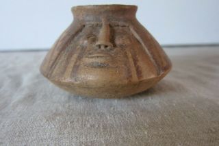 Antique Small Clay Effigy Pot Possibly Pre - Columbian Peru