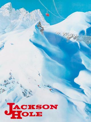 Jackson Hole Wyoming Ski Vintage United States Travel Advertisement Poster Print