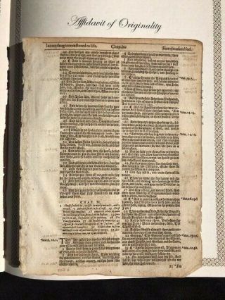 Rare Vintage Authentic Bible Leaf 1st Edition King James 1611 St Luke 8:42 - 10:3
