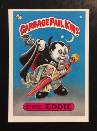 1985 Garbage Pail Kids 1st Series Evil Eddie 1b Rare Glossy 1 - Back Card - Twt