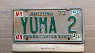 License Plate,  Arizona,  1973,  Personalized Vanity: Yuma 2,  Yuma Arizona Too