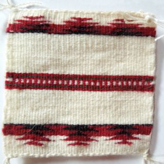 Elouise Bia Miniature Navajo Rug 3.  7 X 3.  7 Inch Weaving Natural Background