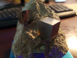 Pyrite Cube Crystal Cluster Mineral Specimen Fools Gold LA RIOJA SPAIN 2