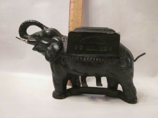 Antique Cigarette Dispenser Art Deco Elephant Cast Iron Sculpture Statue