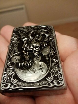 Silver Devil Dragon Zippo Fully Comes With 2002 Insert Needs Petrol