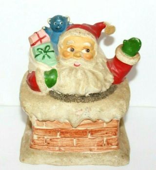 Vintage Santa Claus Christmas Bank Paper Mache? Chimney Toy Bag Figure