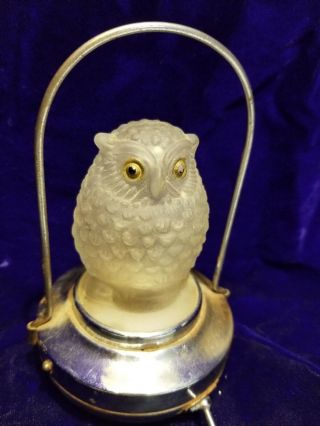 Vintage Child Halloween Crown Electric Owlite Lamp Owl Frosted Glass