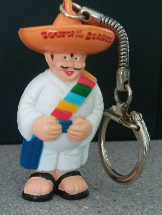Vintage Figural Man Keychain Sombrero Hat South Of The Border Souvenir Sc