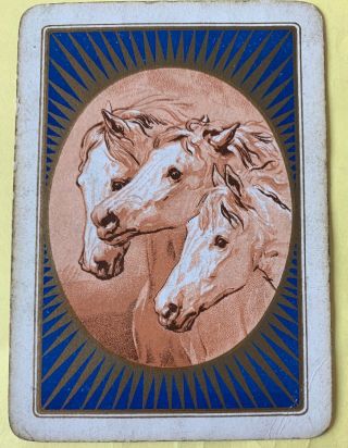 Playing Swap Cards = 1 Old English Wide Single Horses Head In Frame