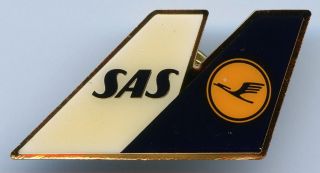 Scandinavian Airlines System Sas Cooperation Lufthansa Tail Pin Badge