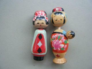 Vintage Japanese Wooden Bobble/nodder Head Doll 