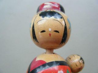 Vintage JAPANESE Wooden BOBBLE/NODDER HEAD Doll ' s With Baby Kokeshi 2