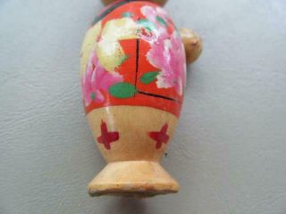 Vintage JAPANESE Wooden BOBBLE/NODDER HEAD Doll ' s With Baby Kokeshi 3