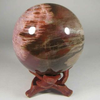 2.  5 " Petrified Wood Sphere Ball W/ Stand - Madagascar - 65mm