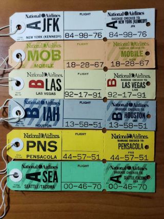 6 National Airlines Baggage Tags 1 Large Seat Occupied Sign