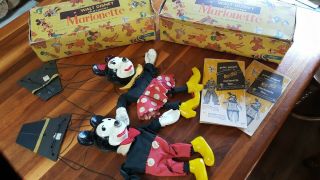 Walt Disney Mickey And Minnie Mouse Marionettes Antique
