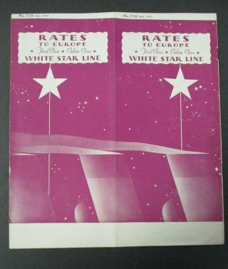 1932 White Star Line Rates To Europe Booklet